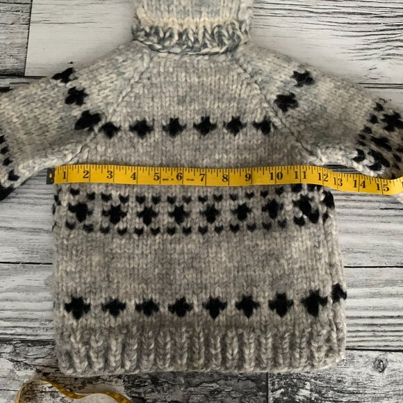 Vintage Cowichan Sweater Hand knit Wool Kids 2T Full Zip Hooded Cardigan Jacket - Picture 7 of 11